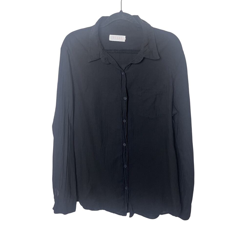 LACAUSA Fine Nash Black Long Sleeve Button Shirt Sz Medium Oversize LA11486